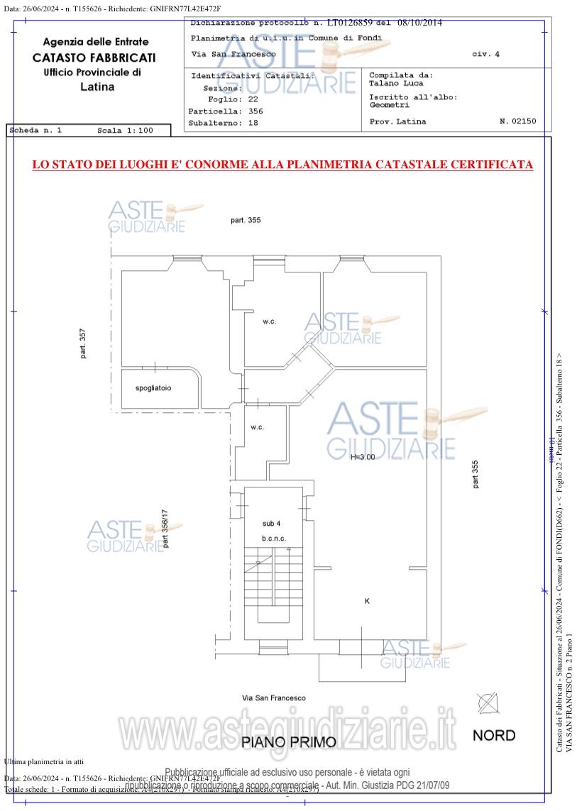 Planimetria del bene