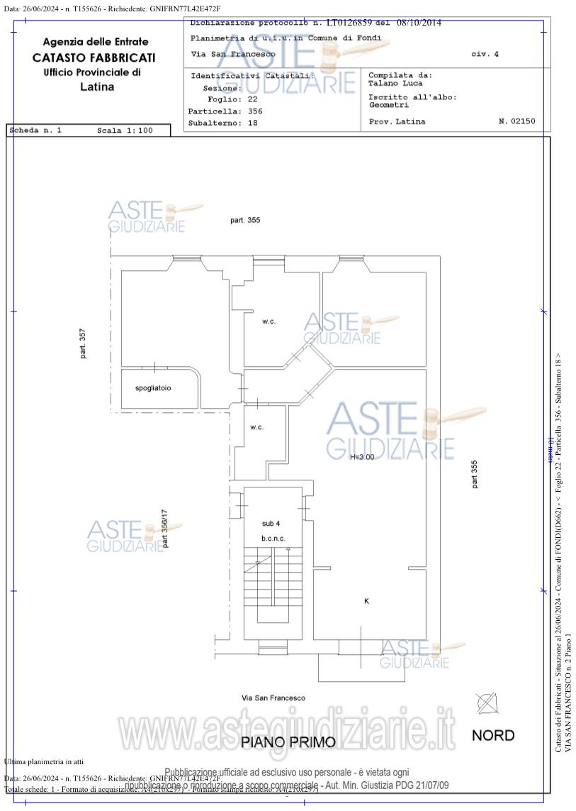 Planimetria del bene
