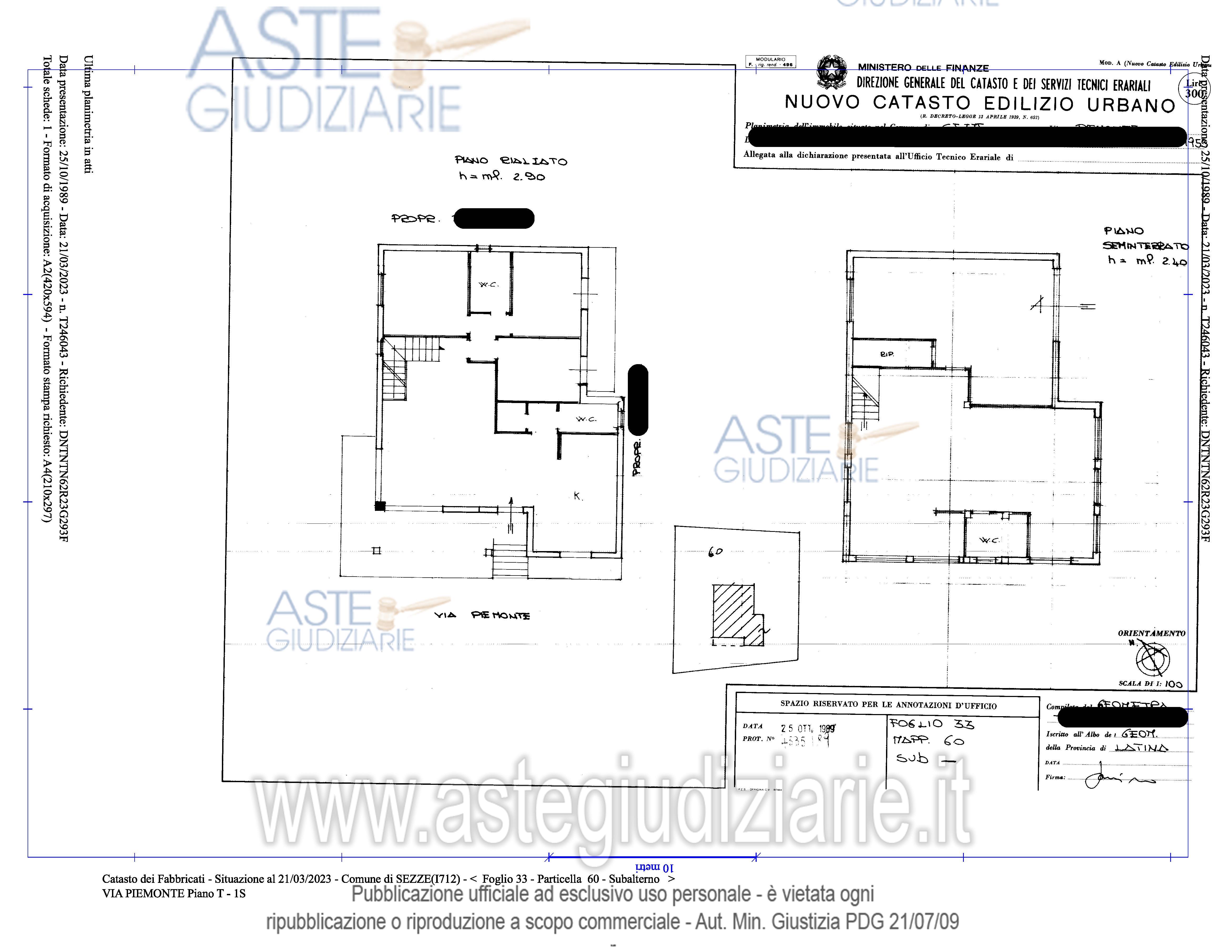 Planimetria del bene