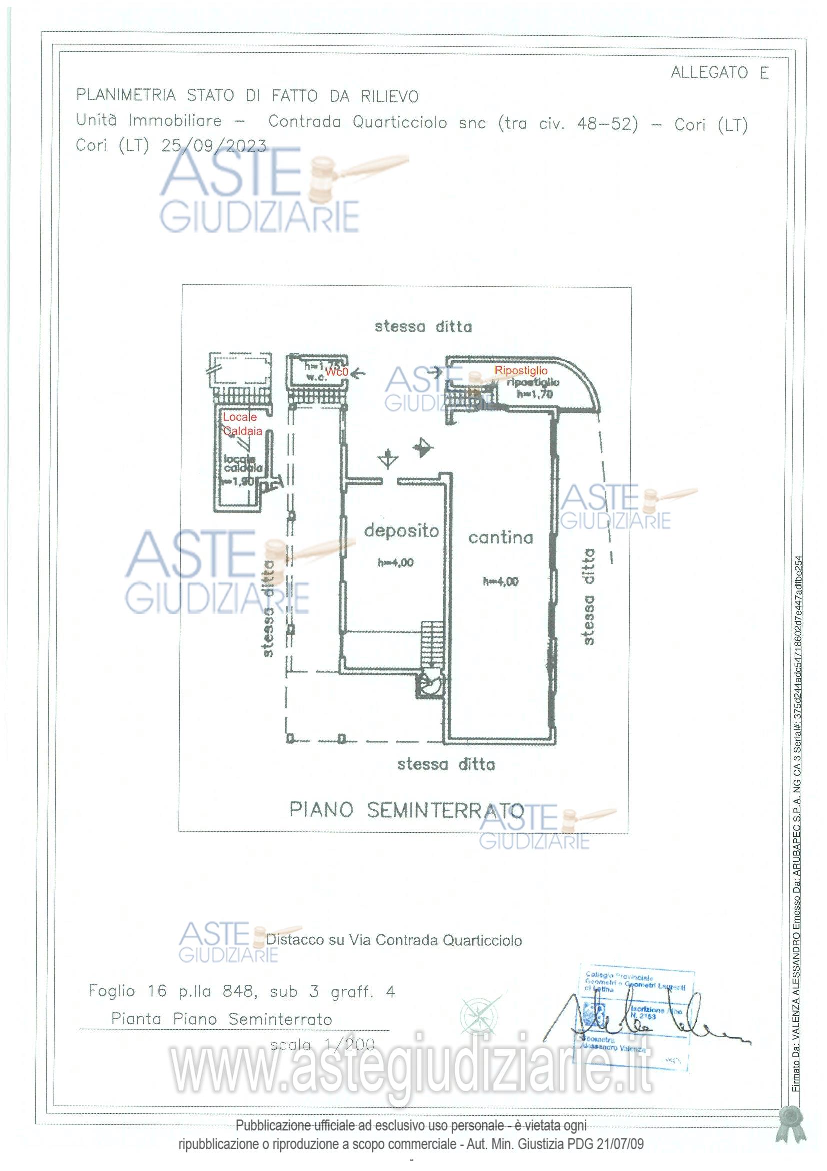 Planimetria del bene