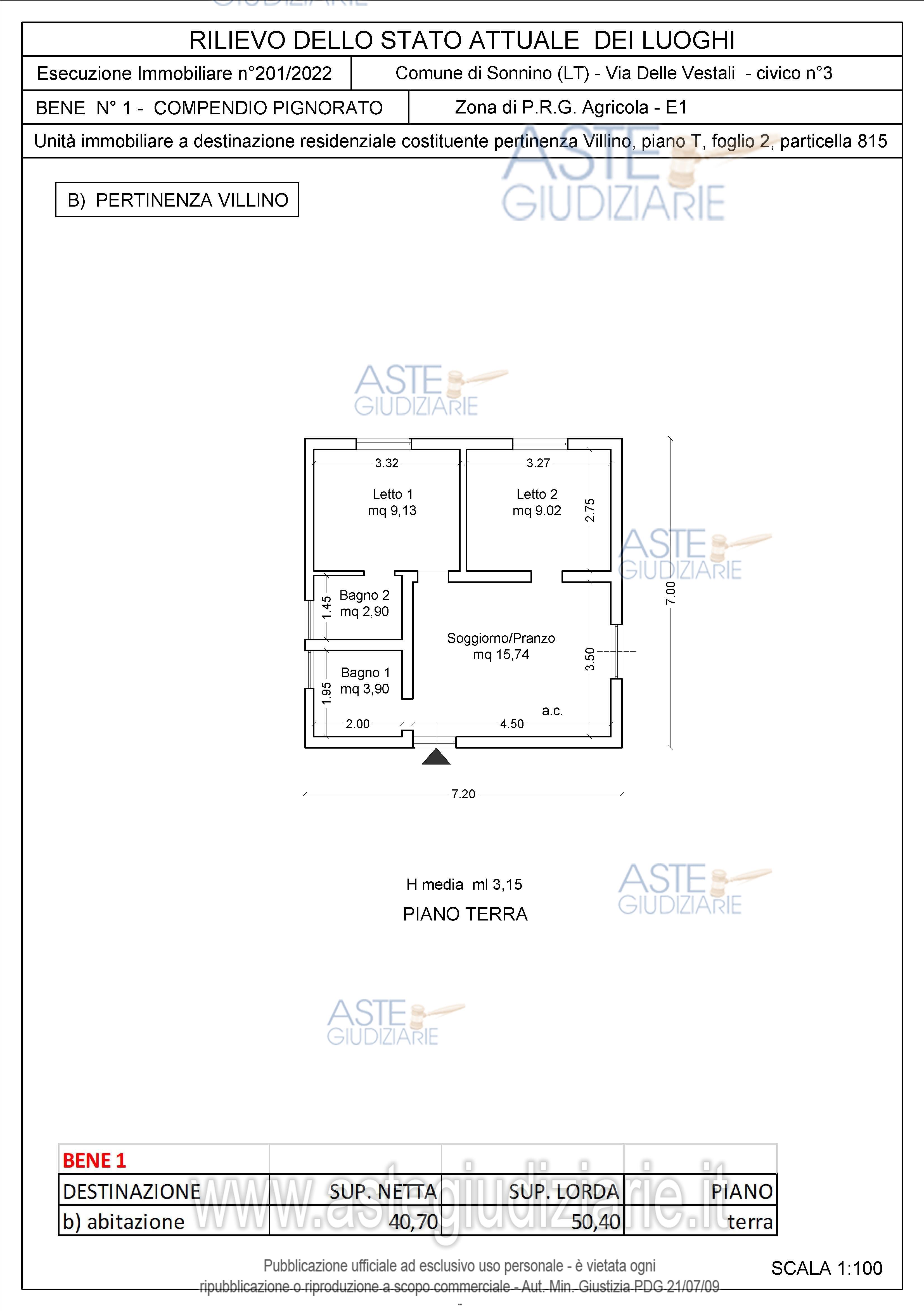 Planimetria del bene