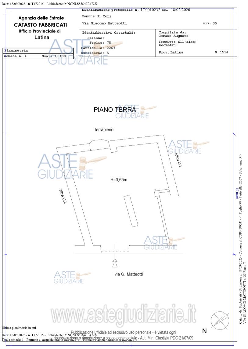 Planimetria del bene