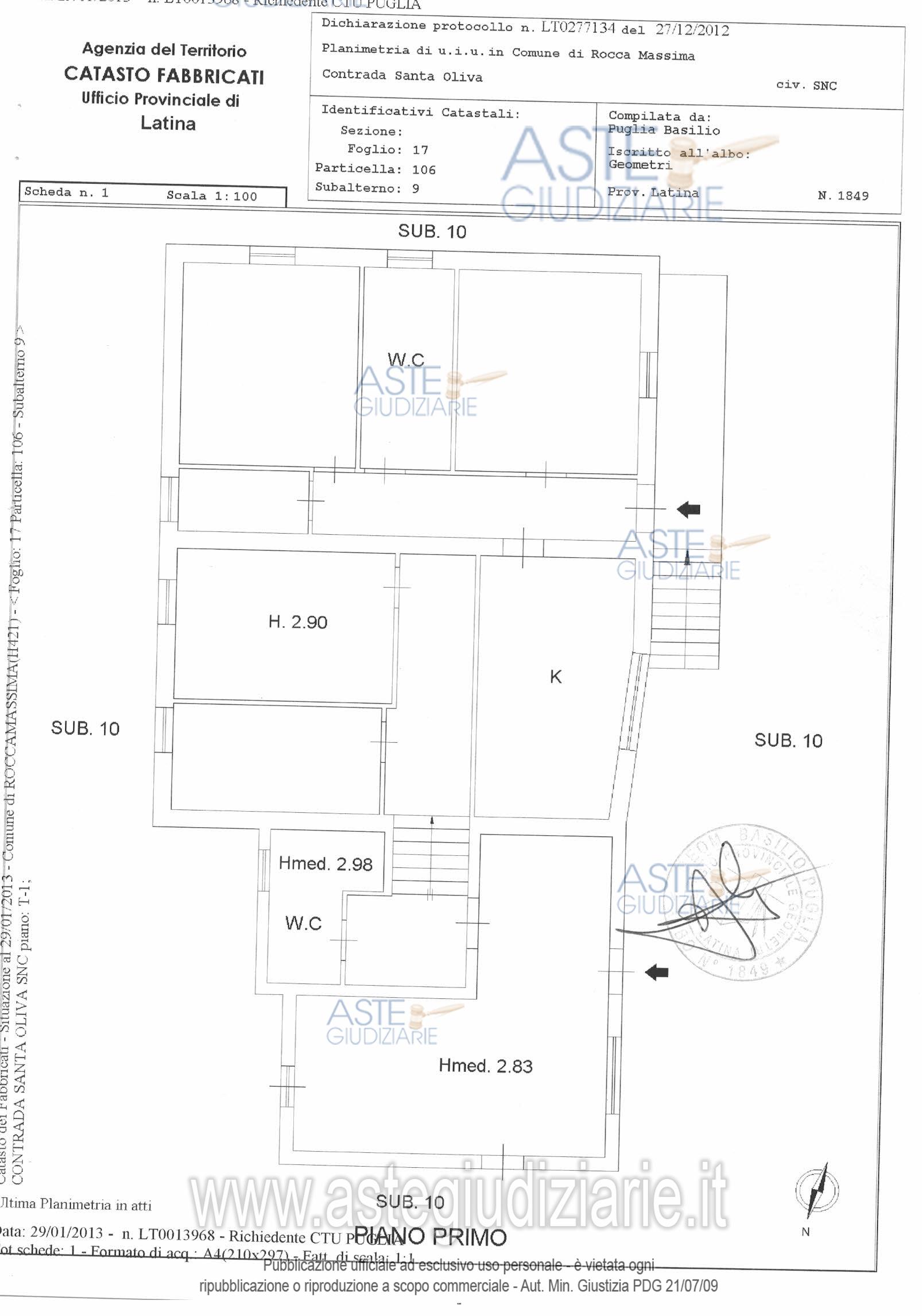 Planimetria del bene