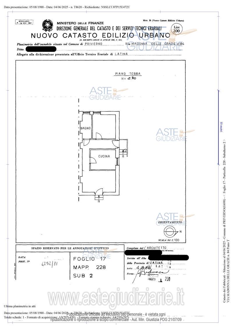 Planimetria del bene