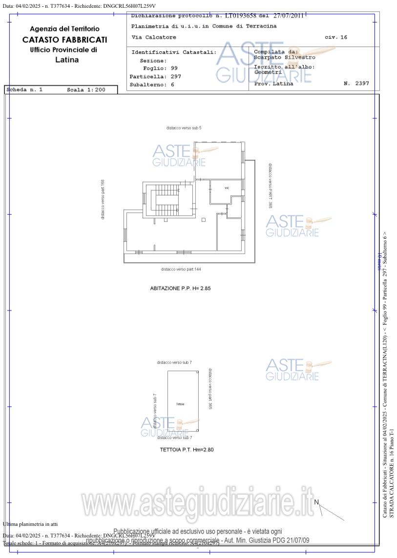 Planimetria del bene