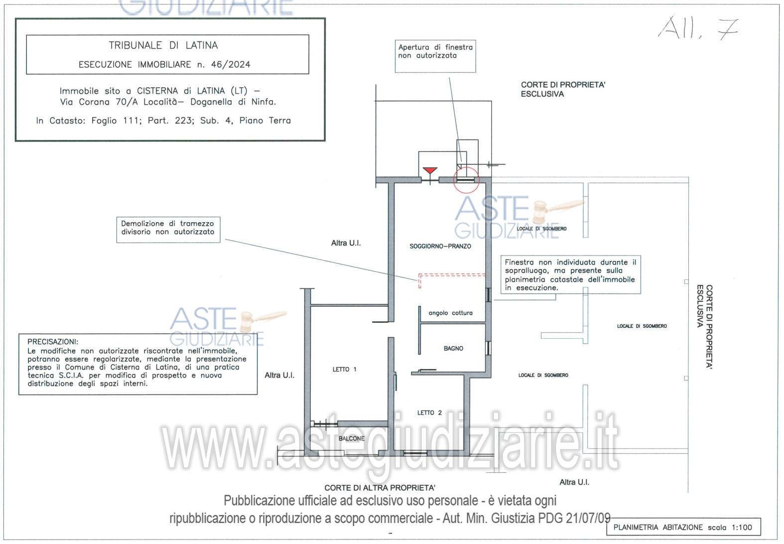 Planimetria del bene