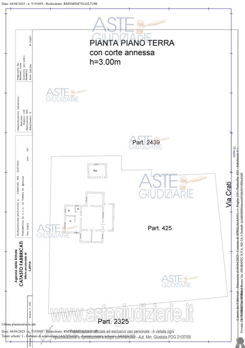 Planimetria del bene