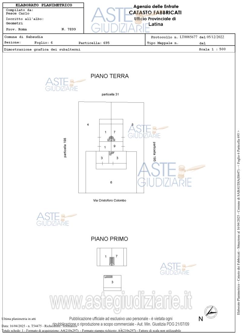 Planimetria del bene