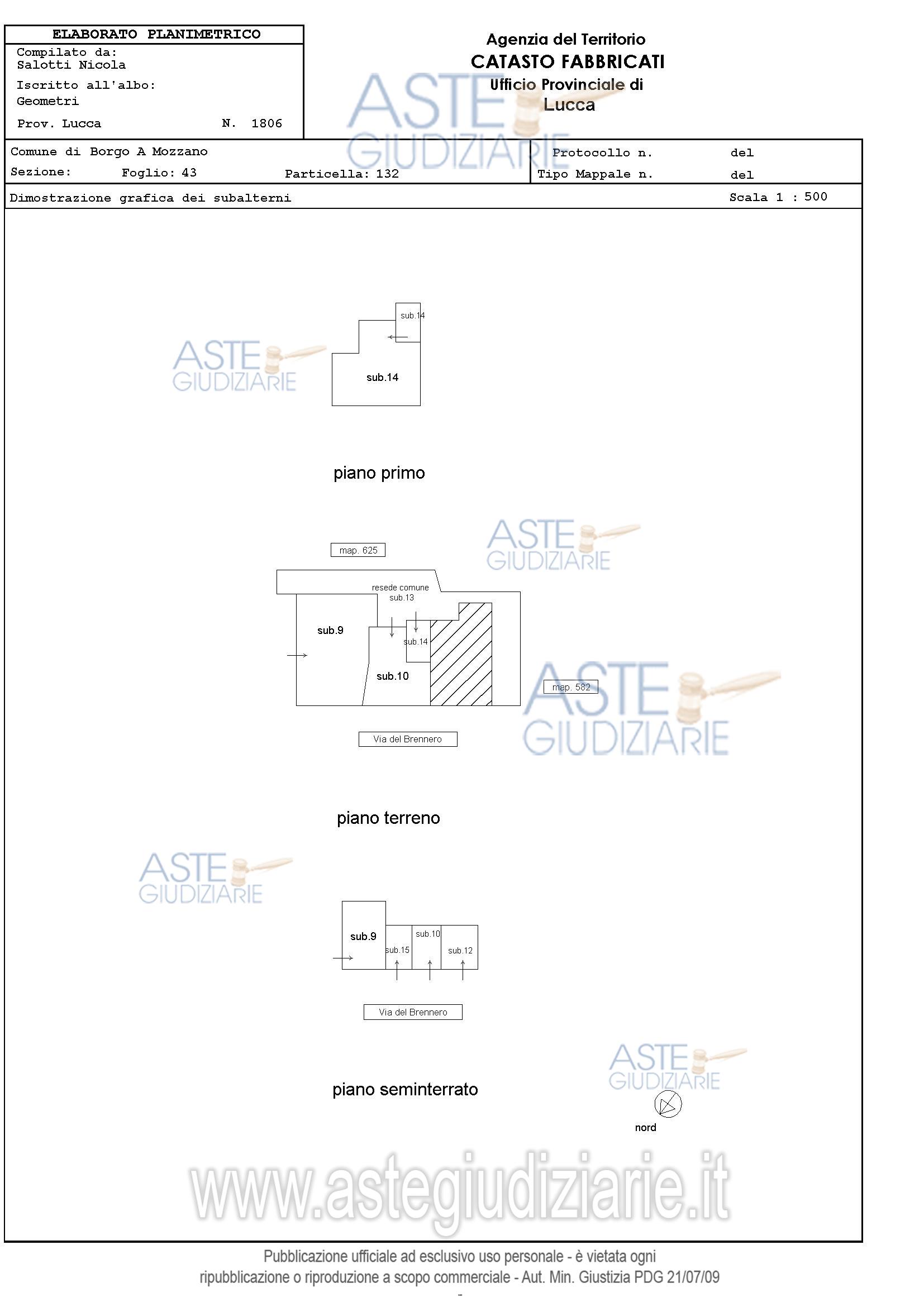 Planimetria del bene