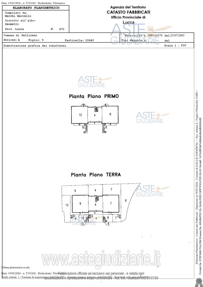 Planimetria del bene