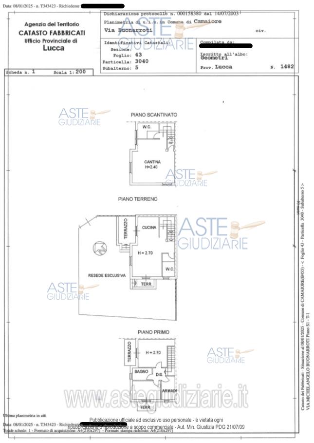 Planimetria del bene