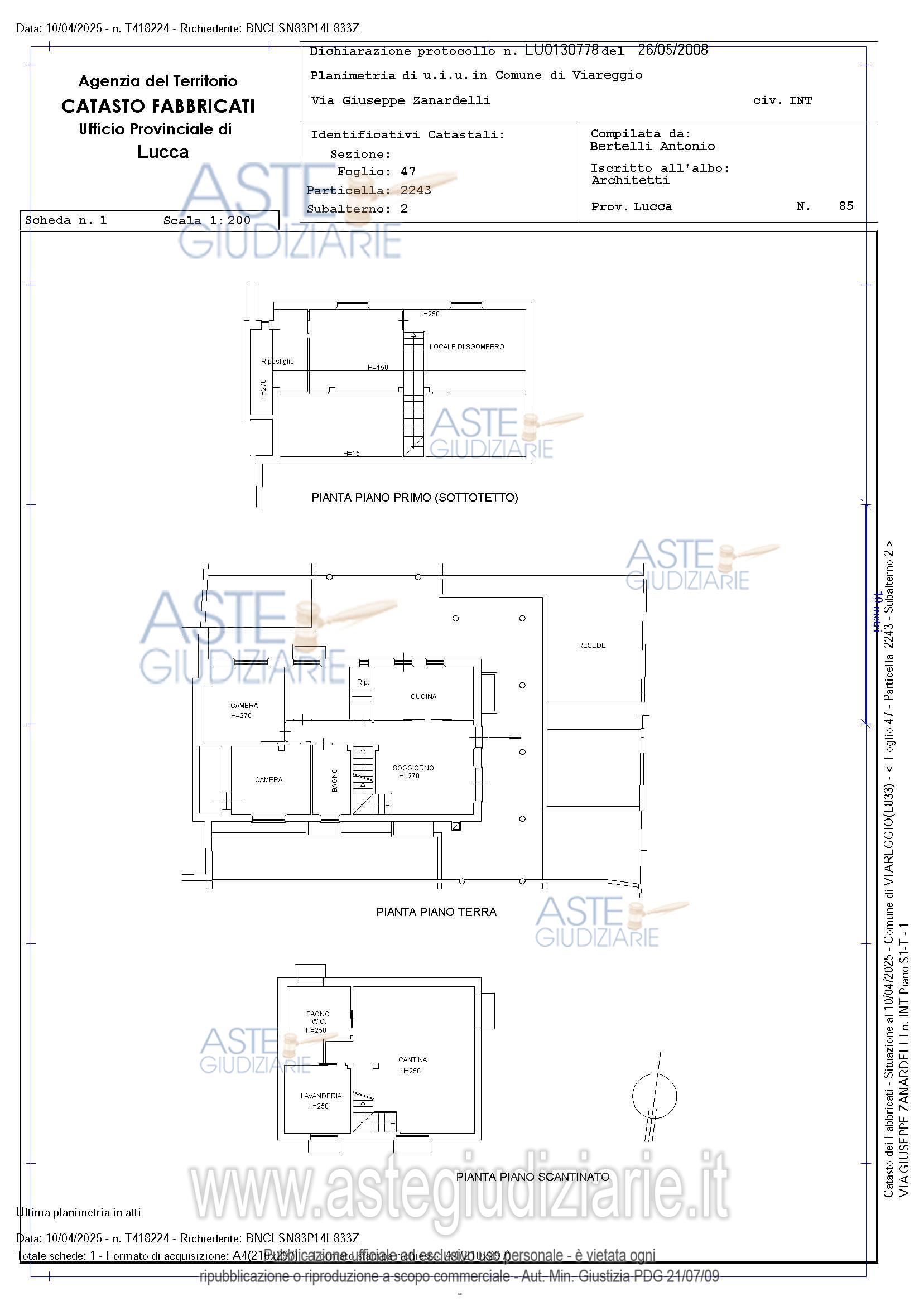 Planimetria del bene
