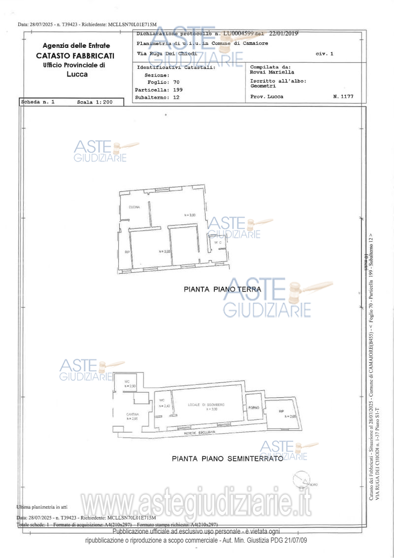 Planimetria del bene