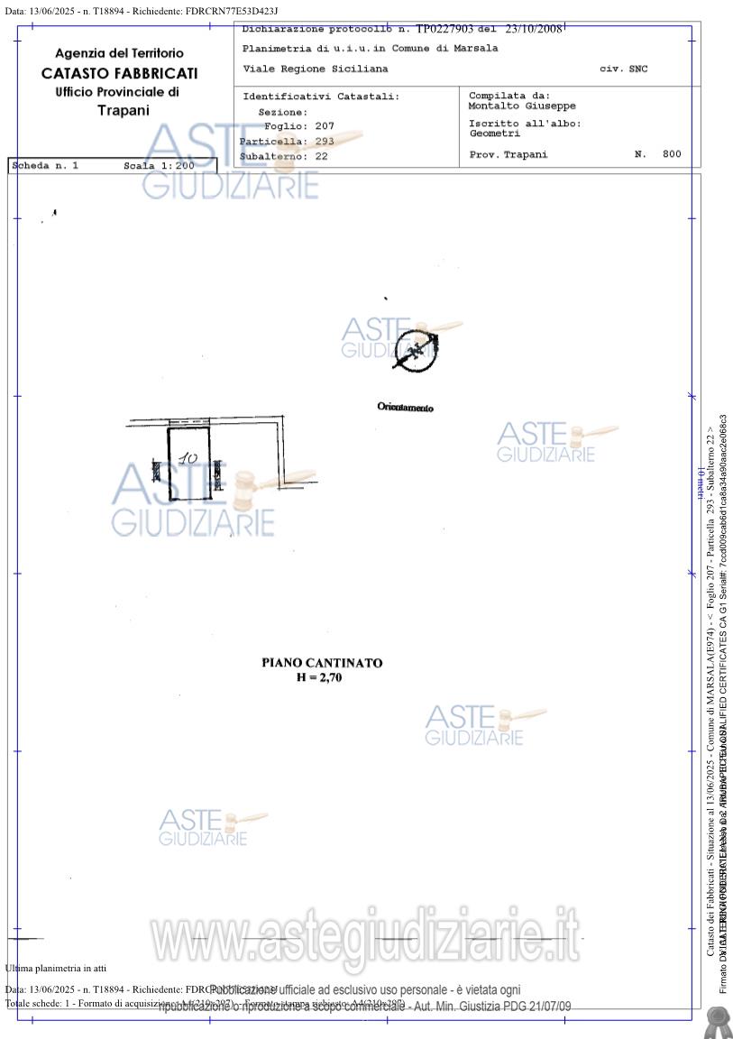 Planimetria del bene