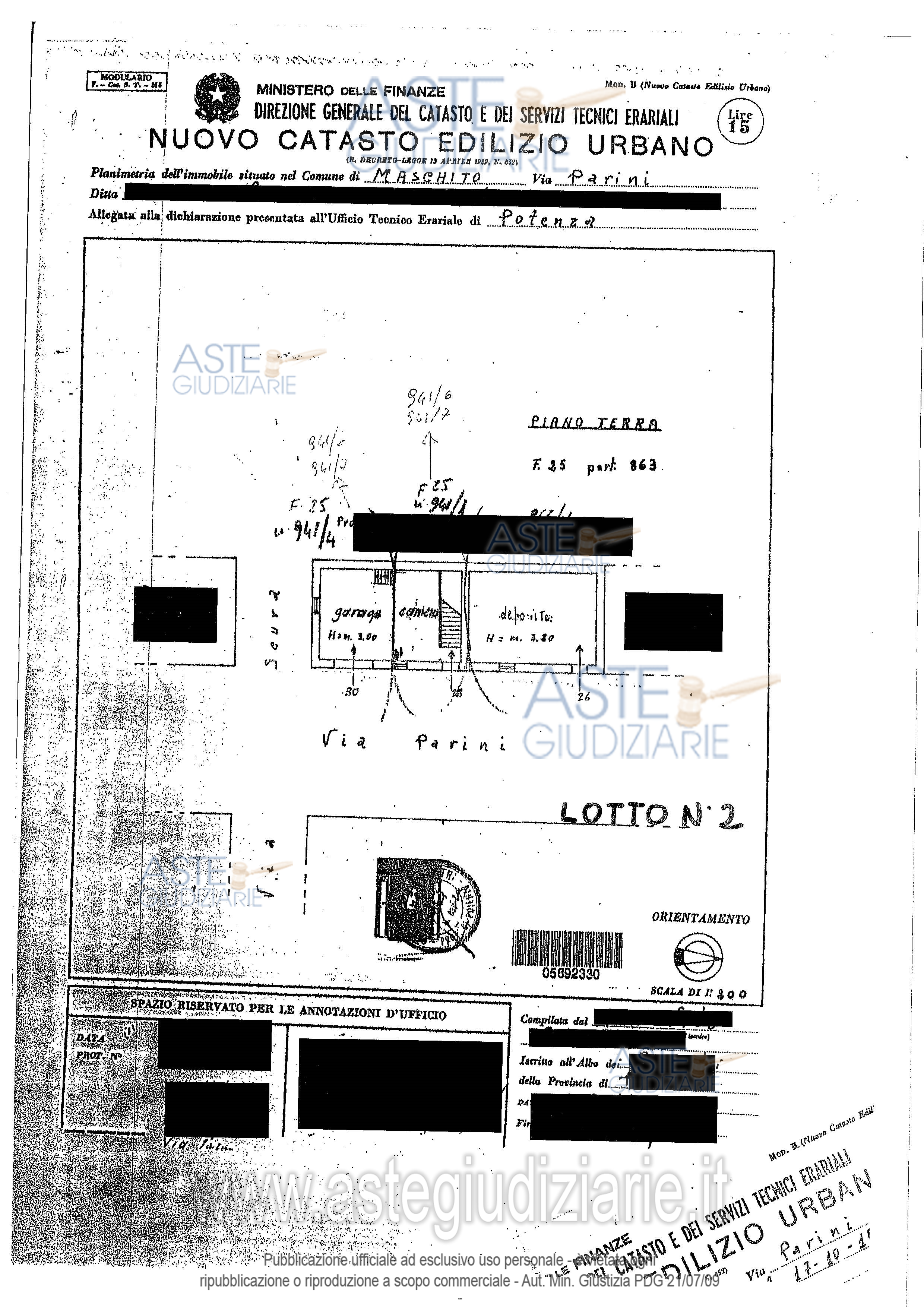 Planimetria del bene