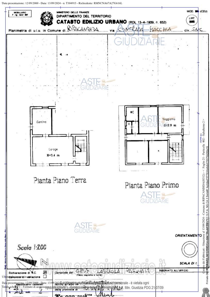 Planimetria del bene