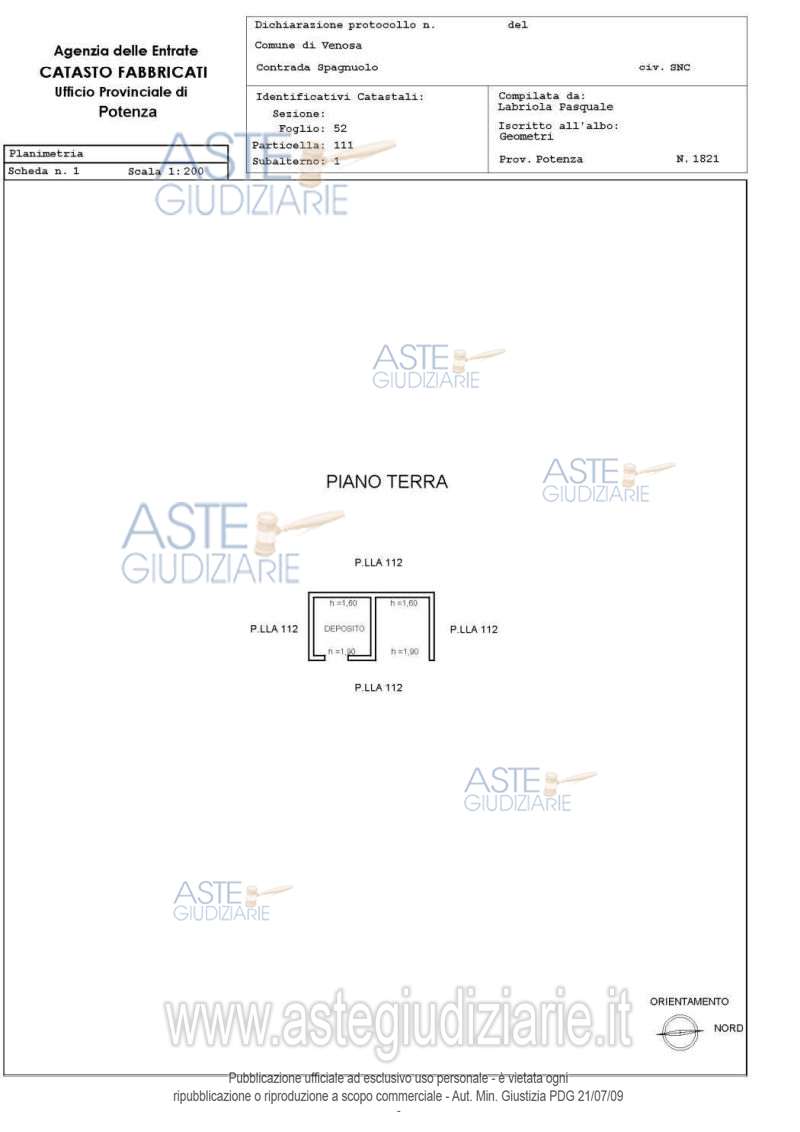 Planimetria del bene