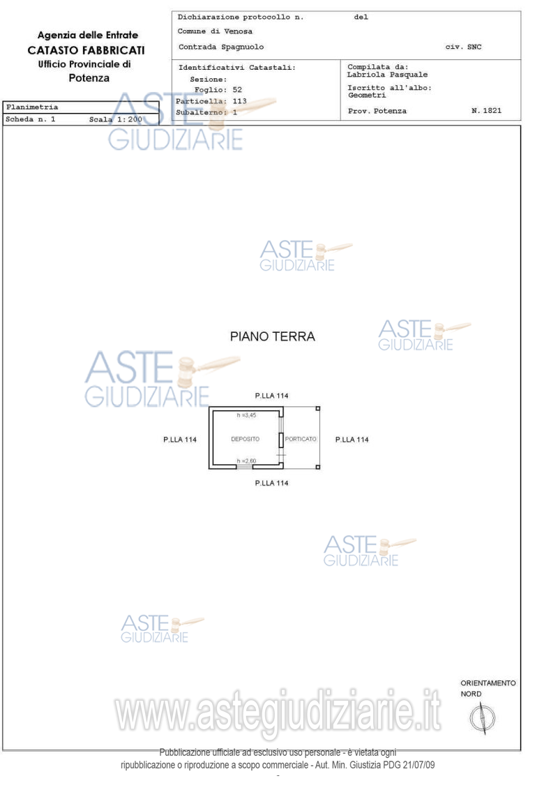 Planimetria del bene