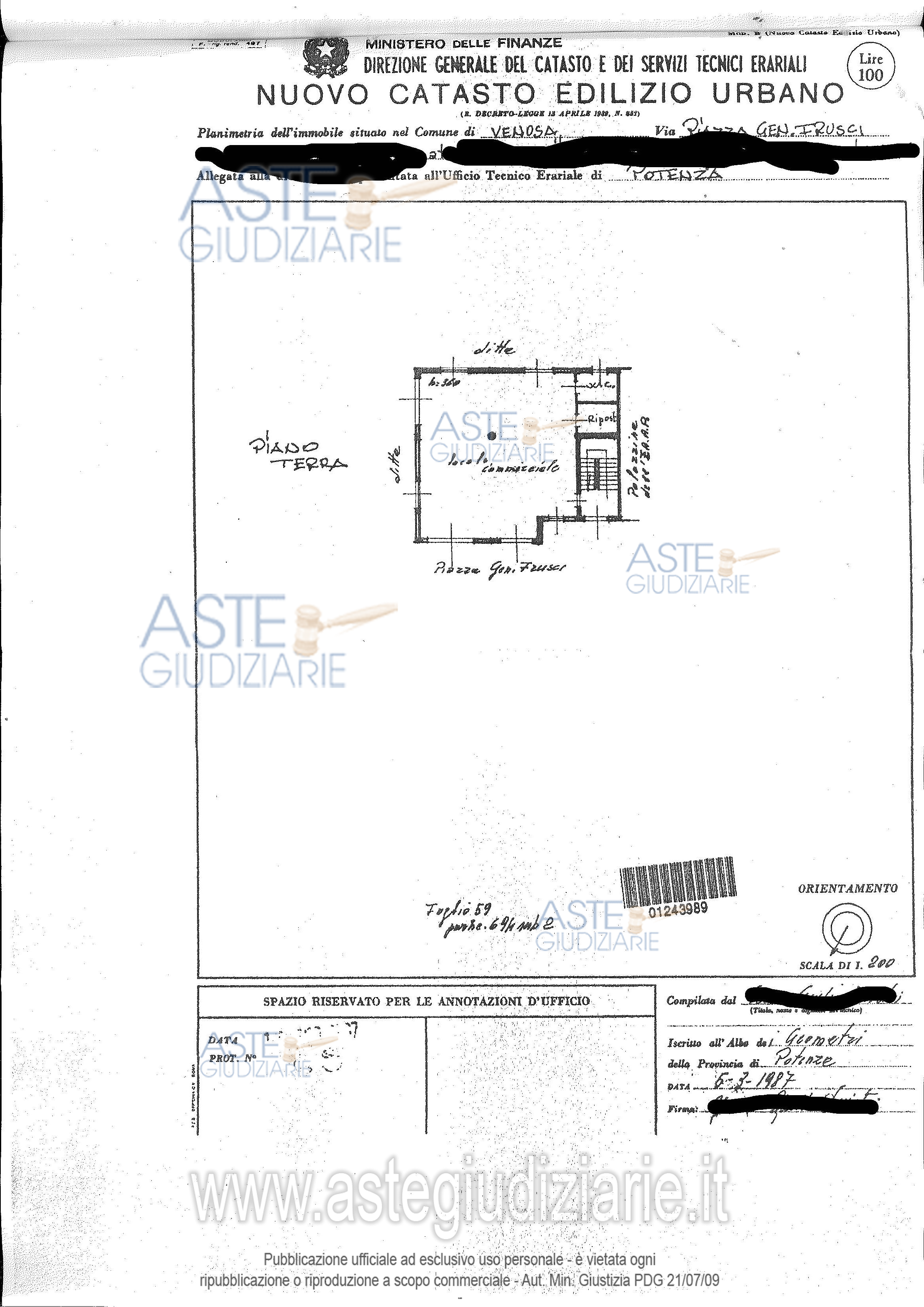 Planimetria del bene