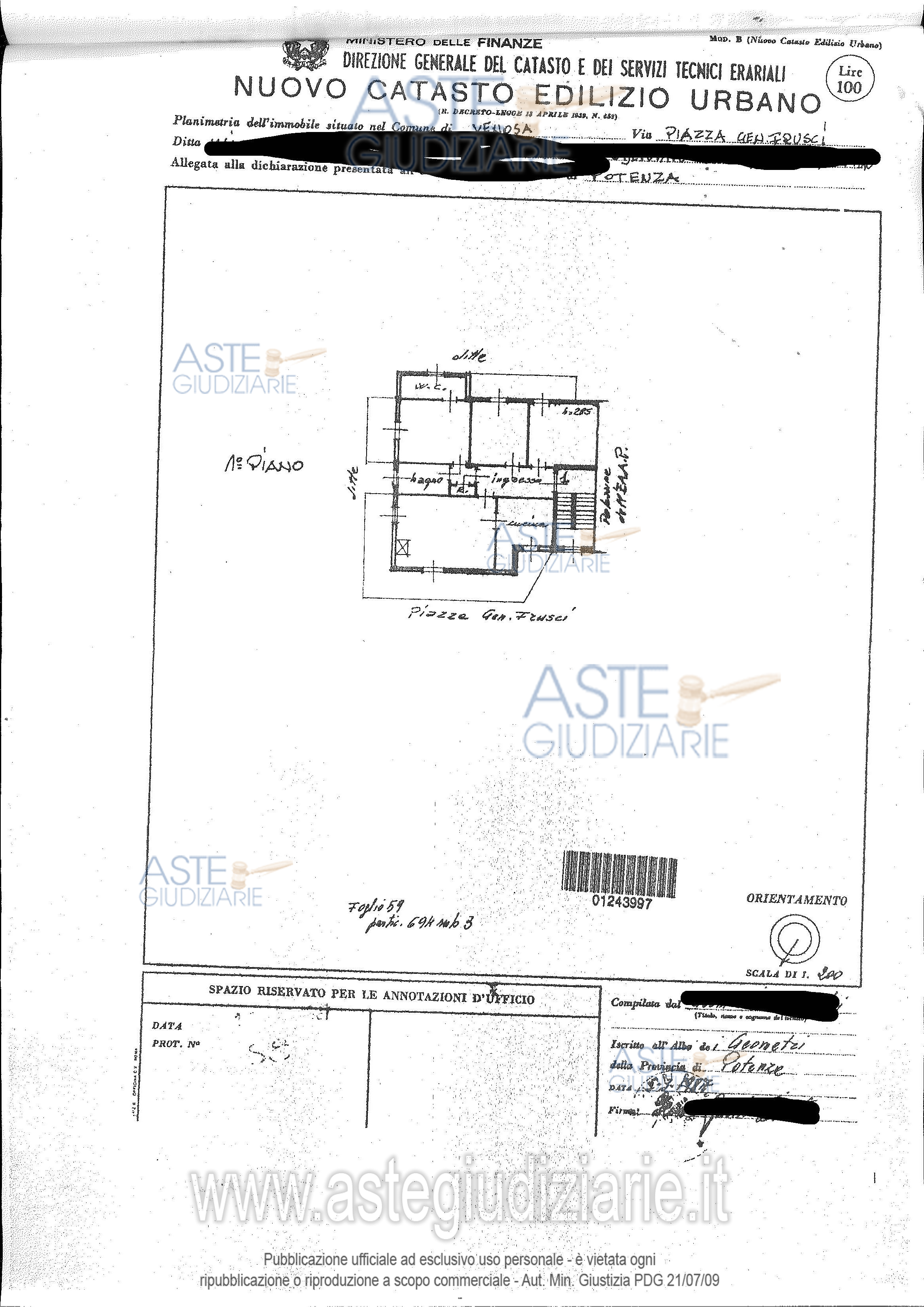 Planimetria del bene