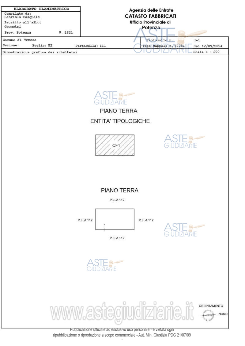 Planimetria del bene