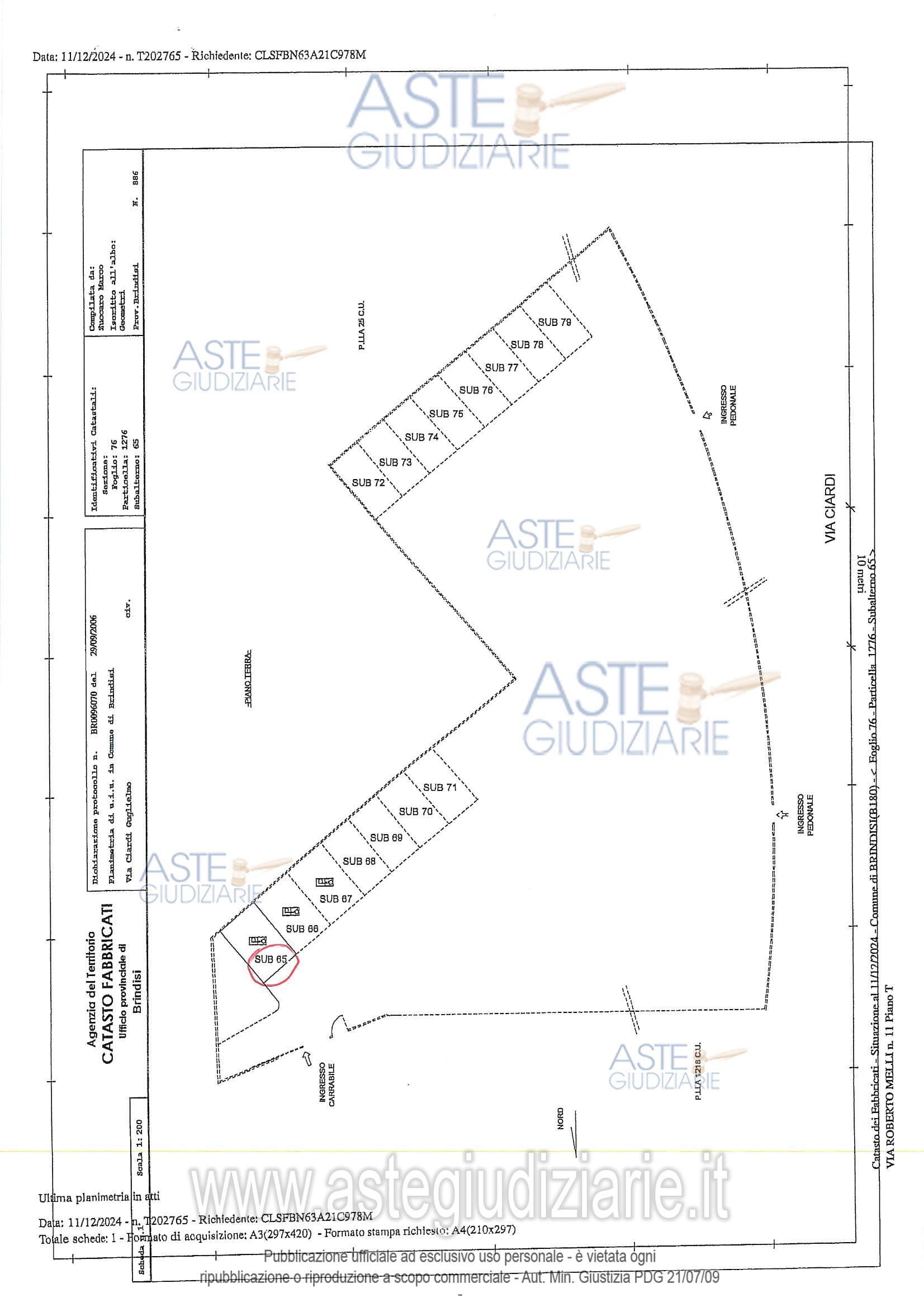 Planimetria del bene