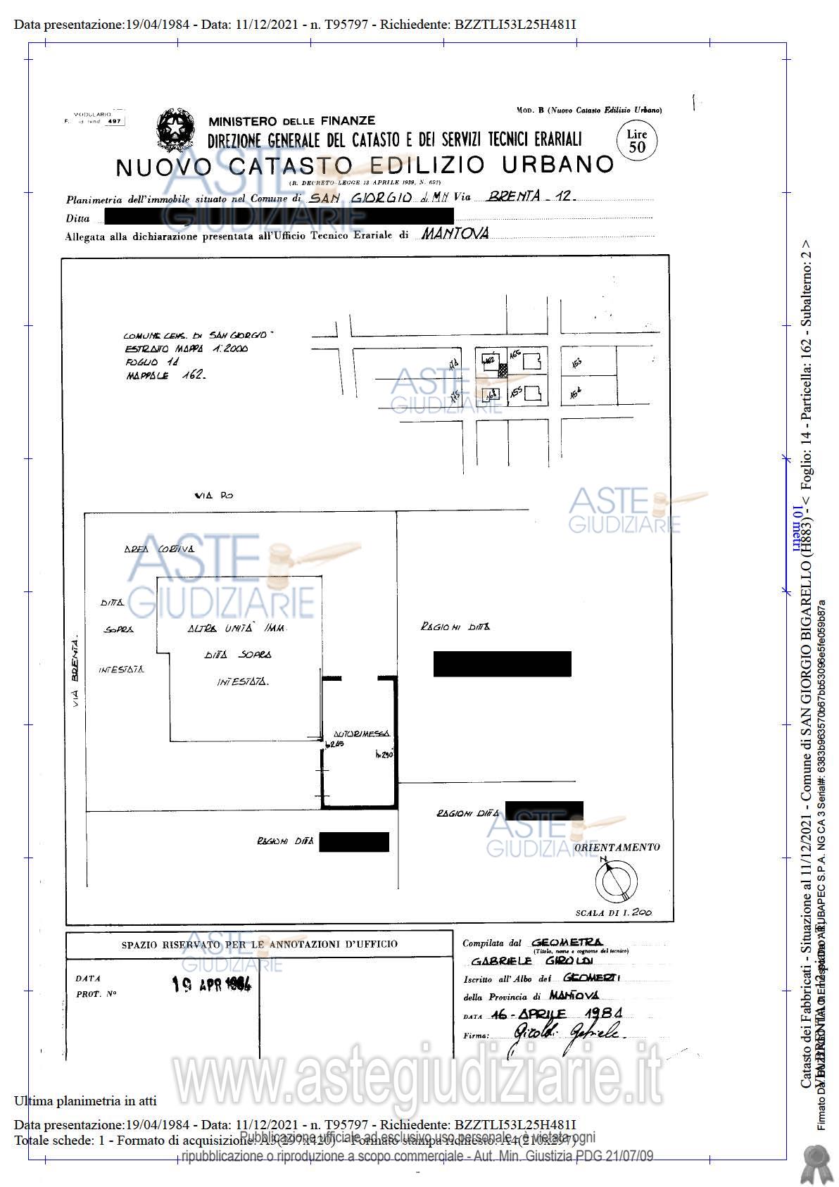 Planimetria del bene