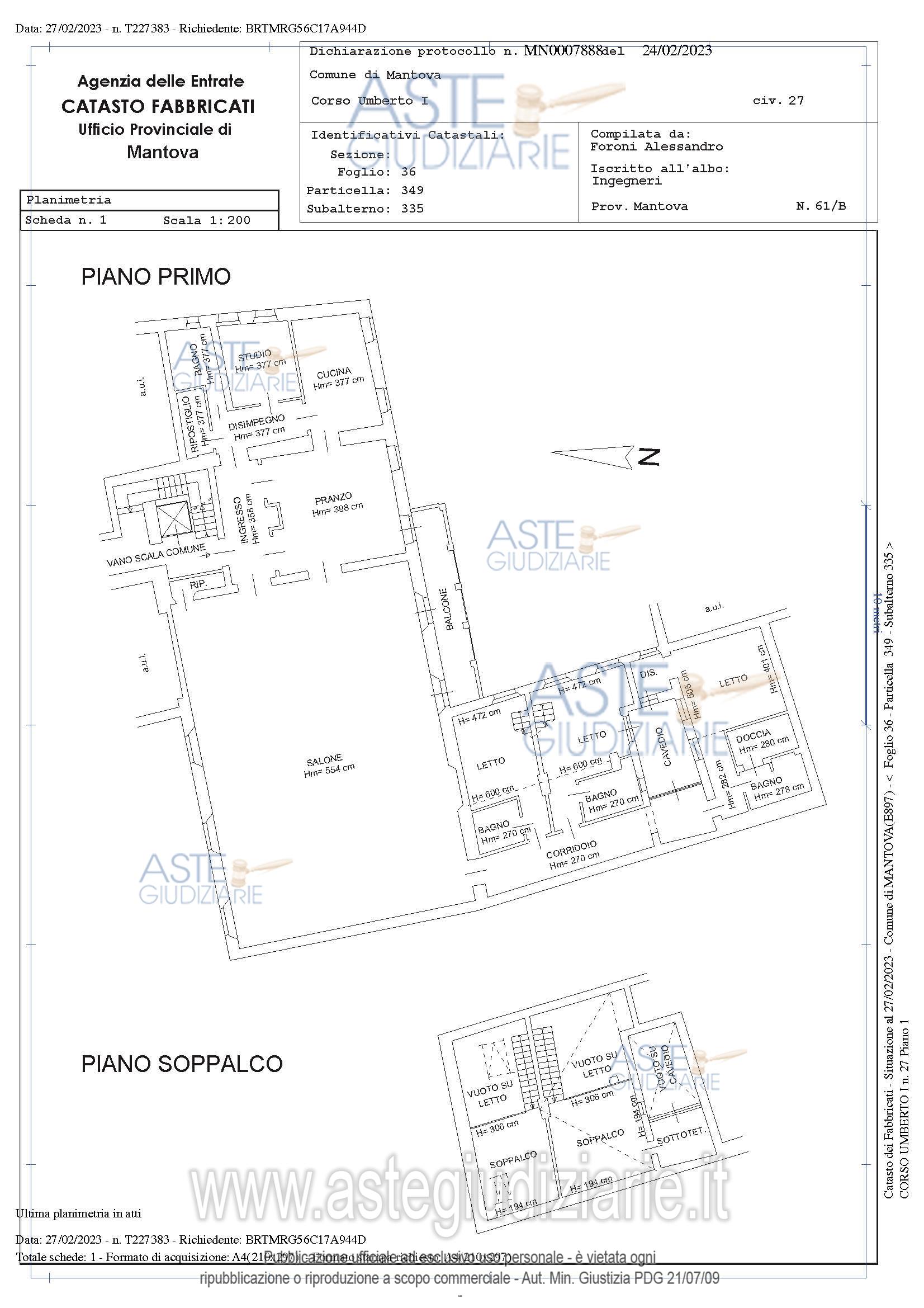 Planimetria del bene