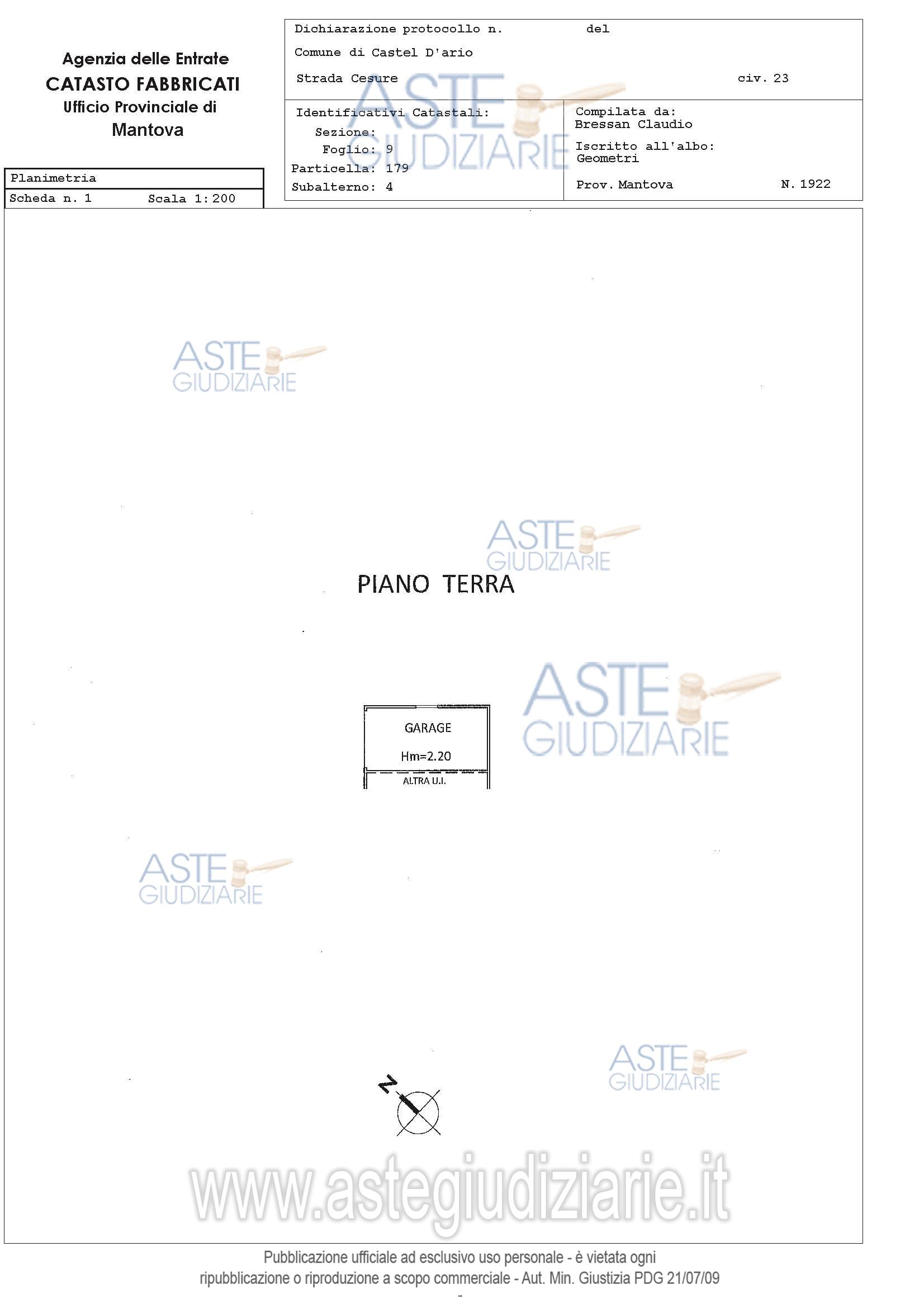 Planimetria del bene