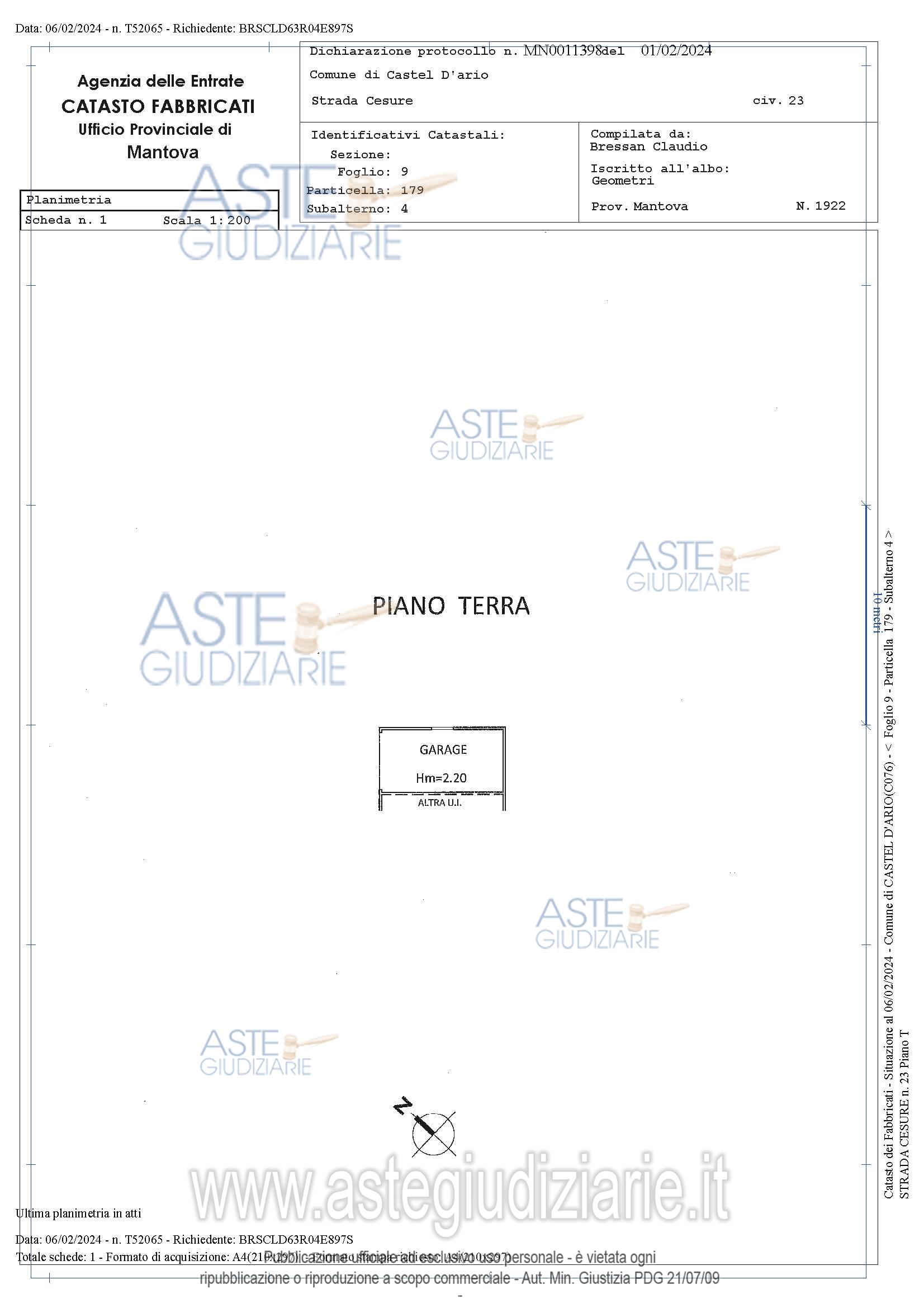 Planimetria del bene