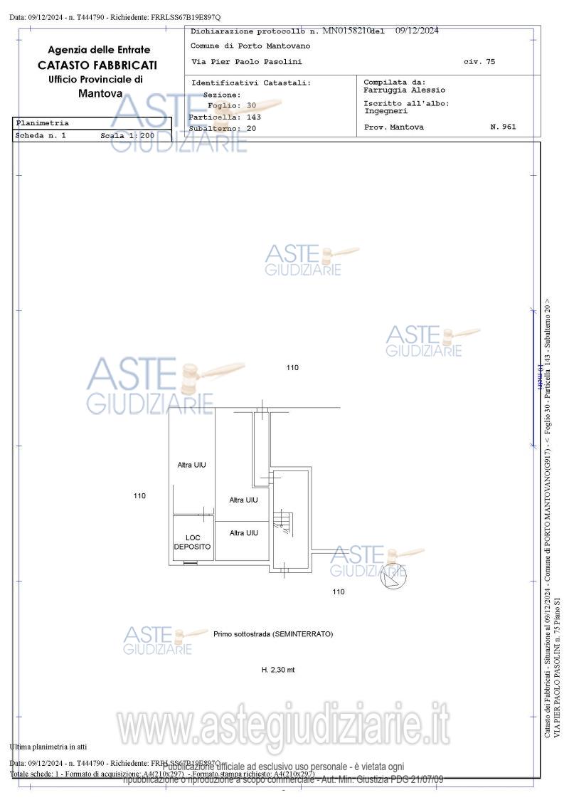 Planimetria del bene