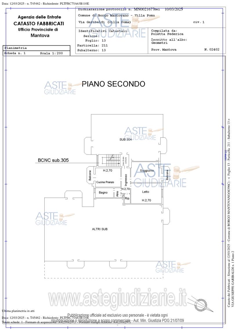 Planimetria del bene