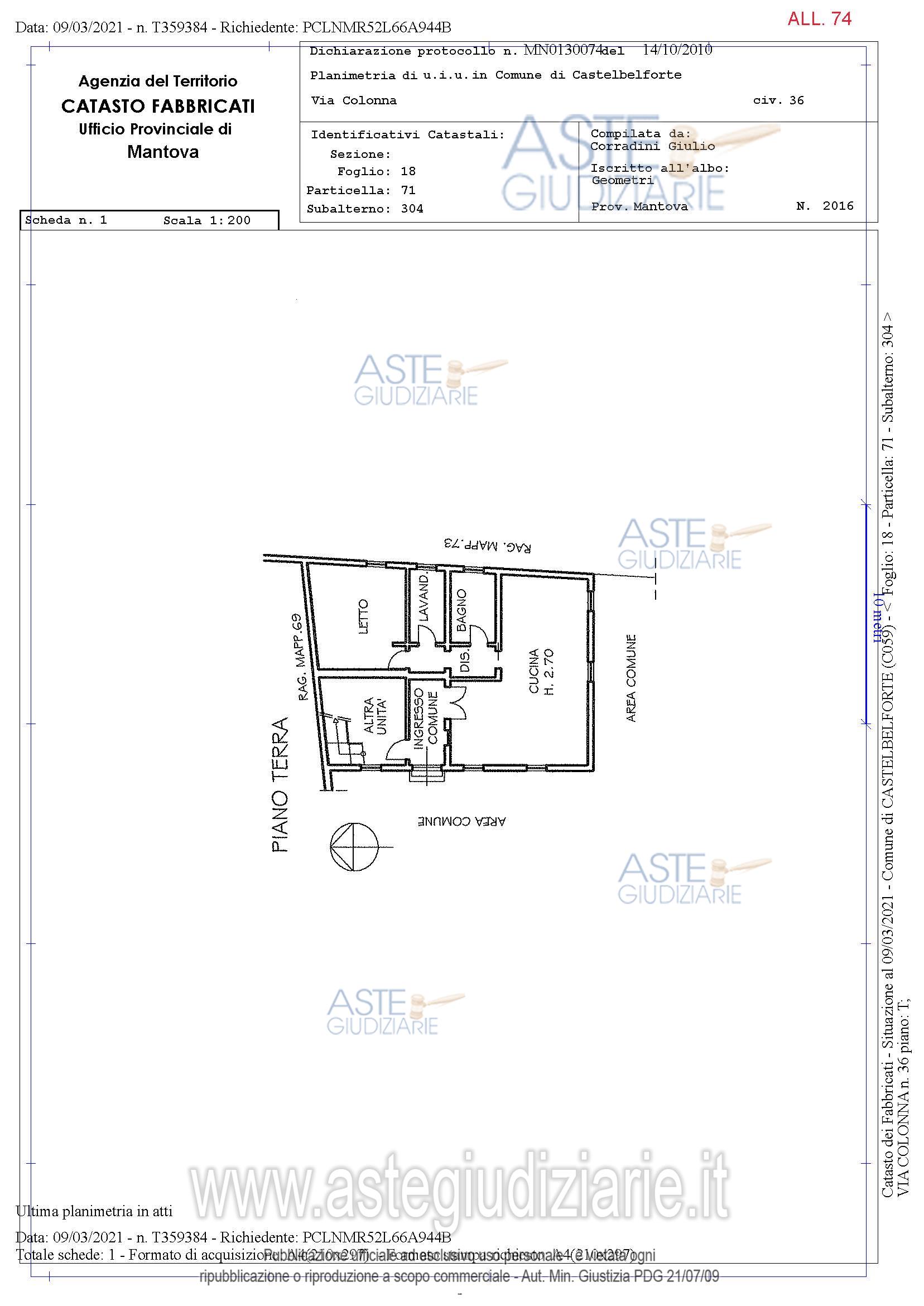 Planimetria del bene