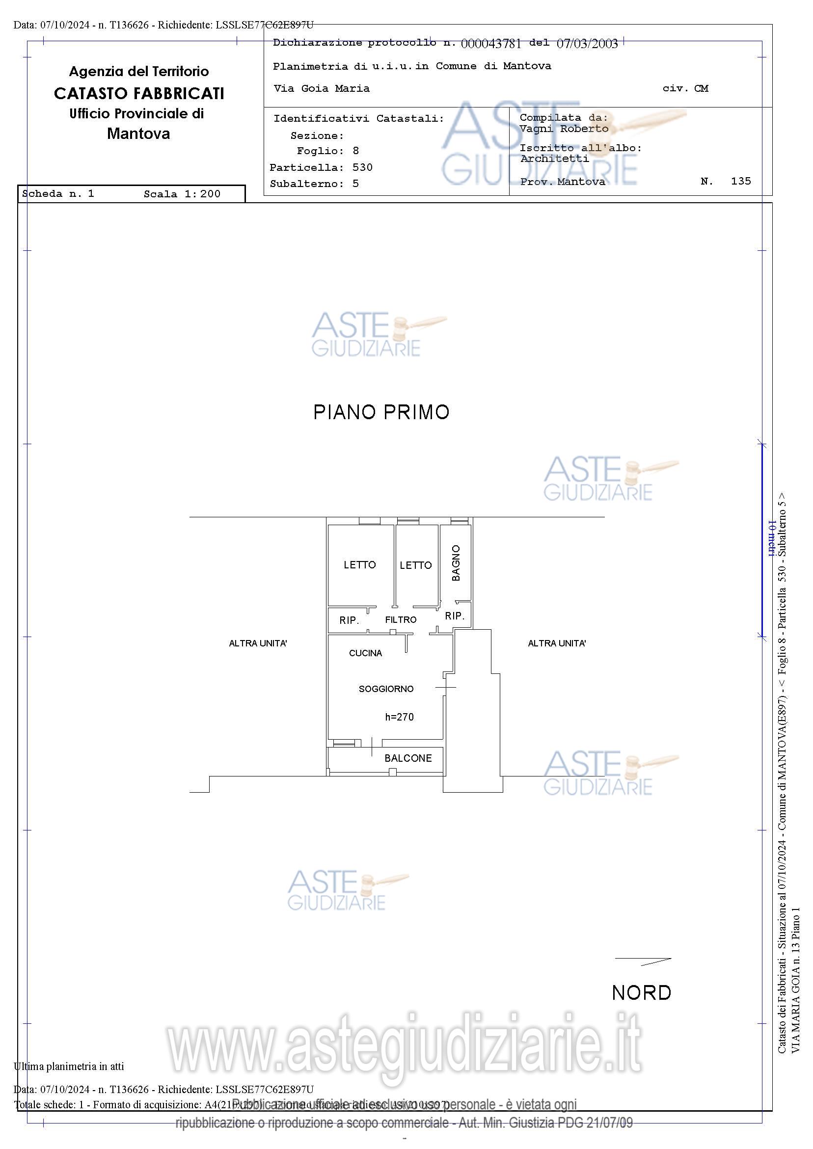 Planimetria del bene