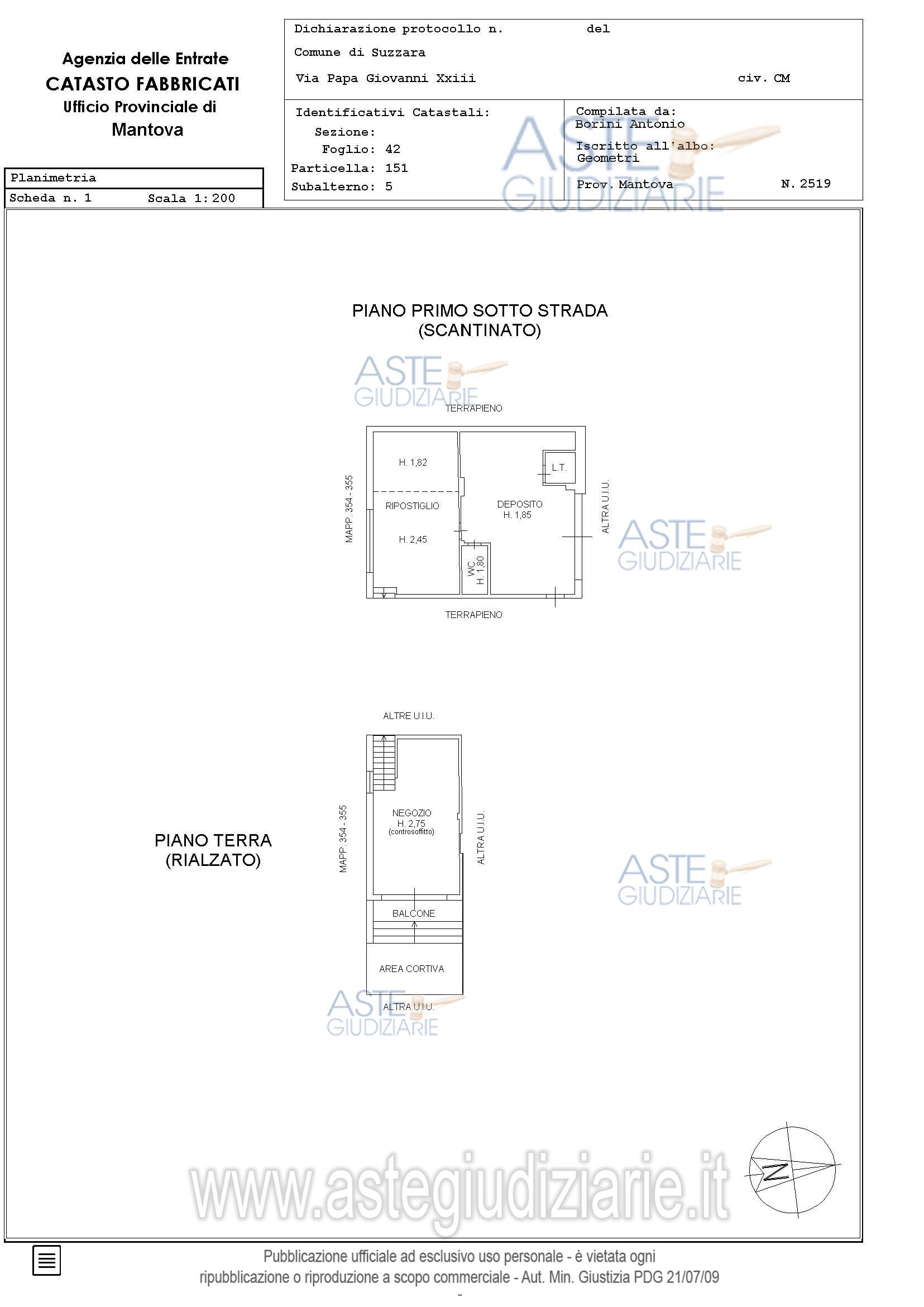 Planimetria del bene