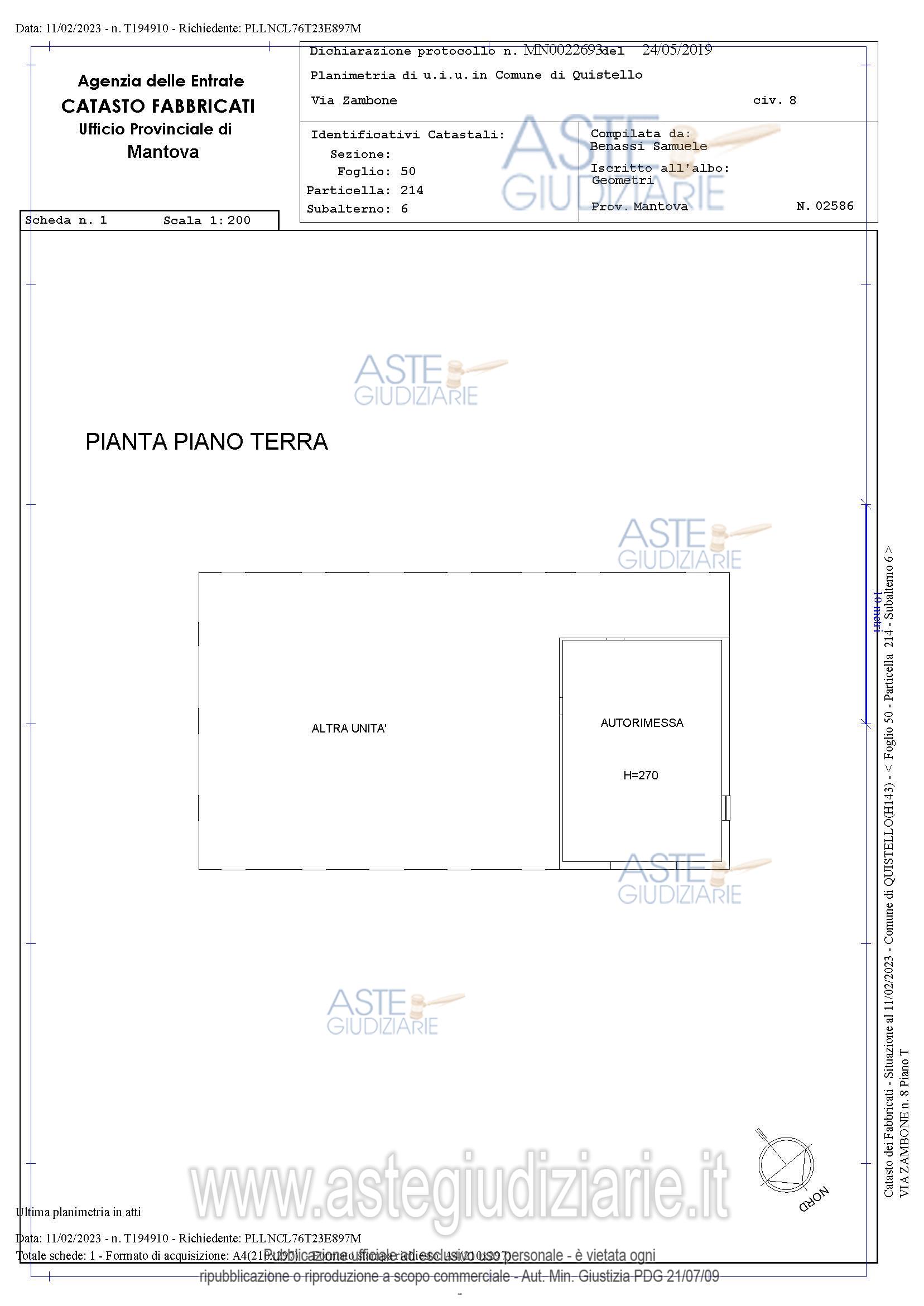 Planimetria del bene