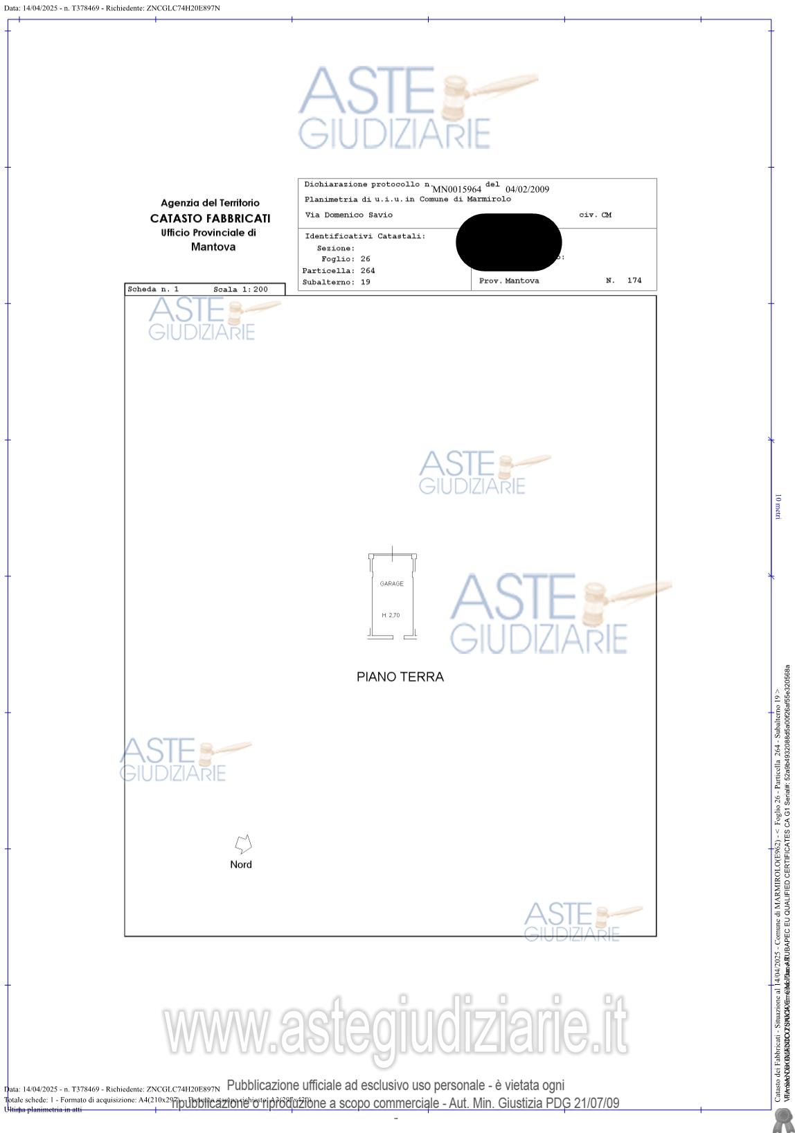 Planimetria del bene