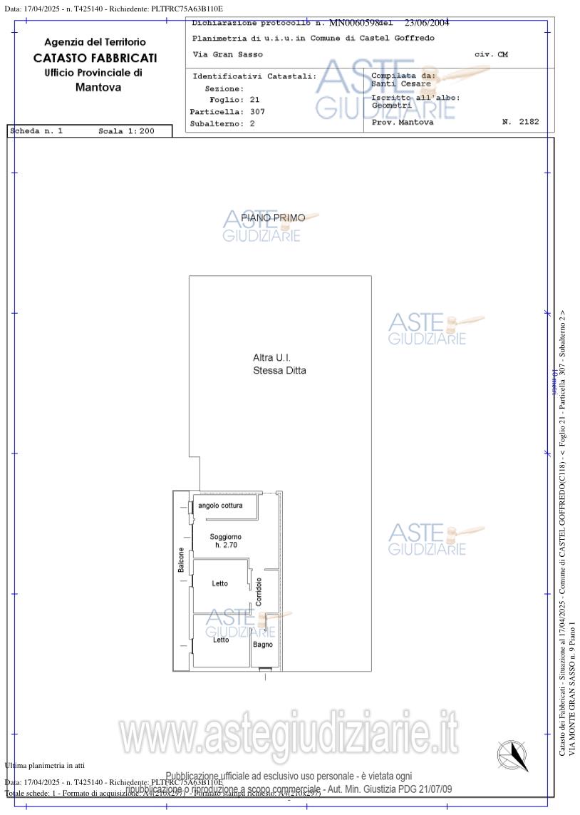 Planimetria del bene