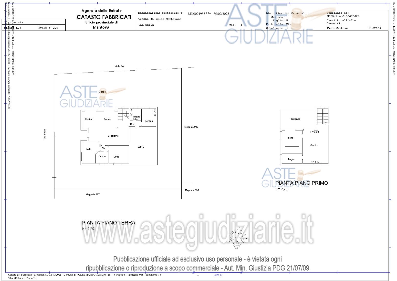 Planimetria del bene