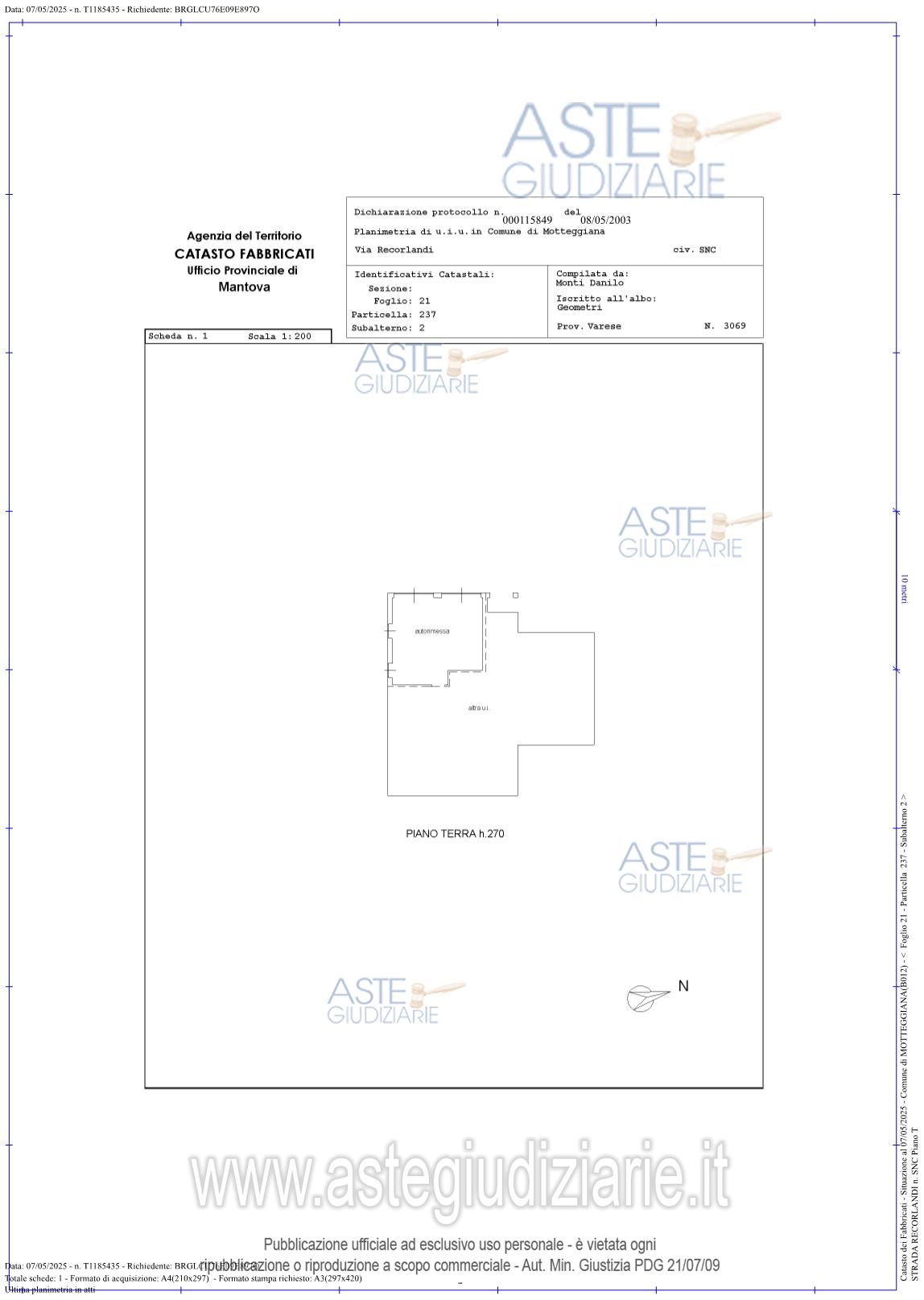 Planimetria del bene