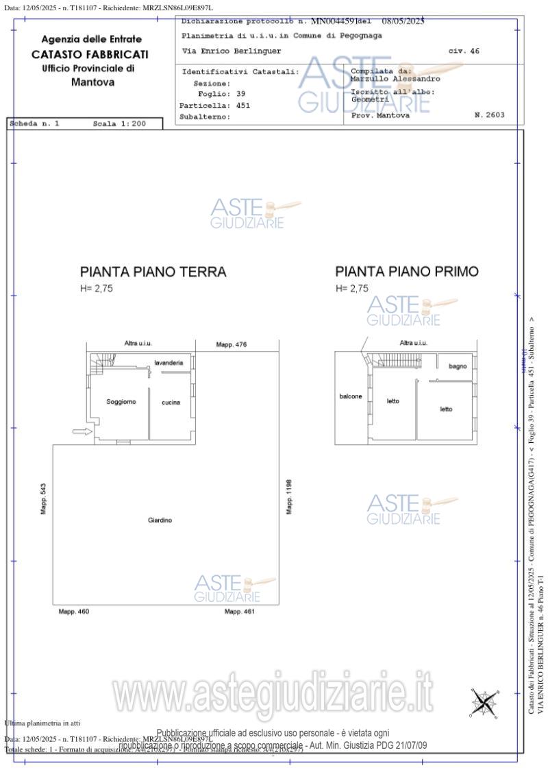 Planimetria del bene