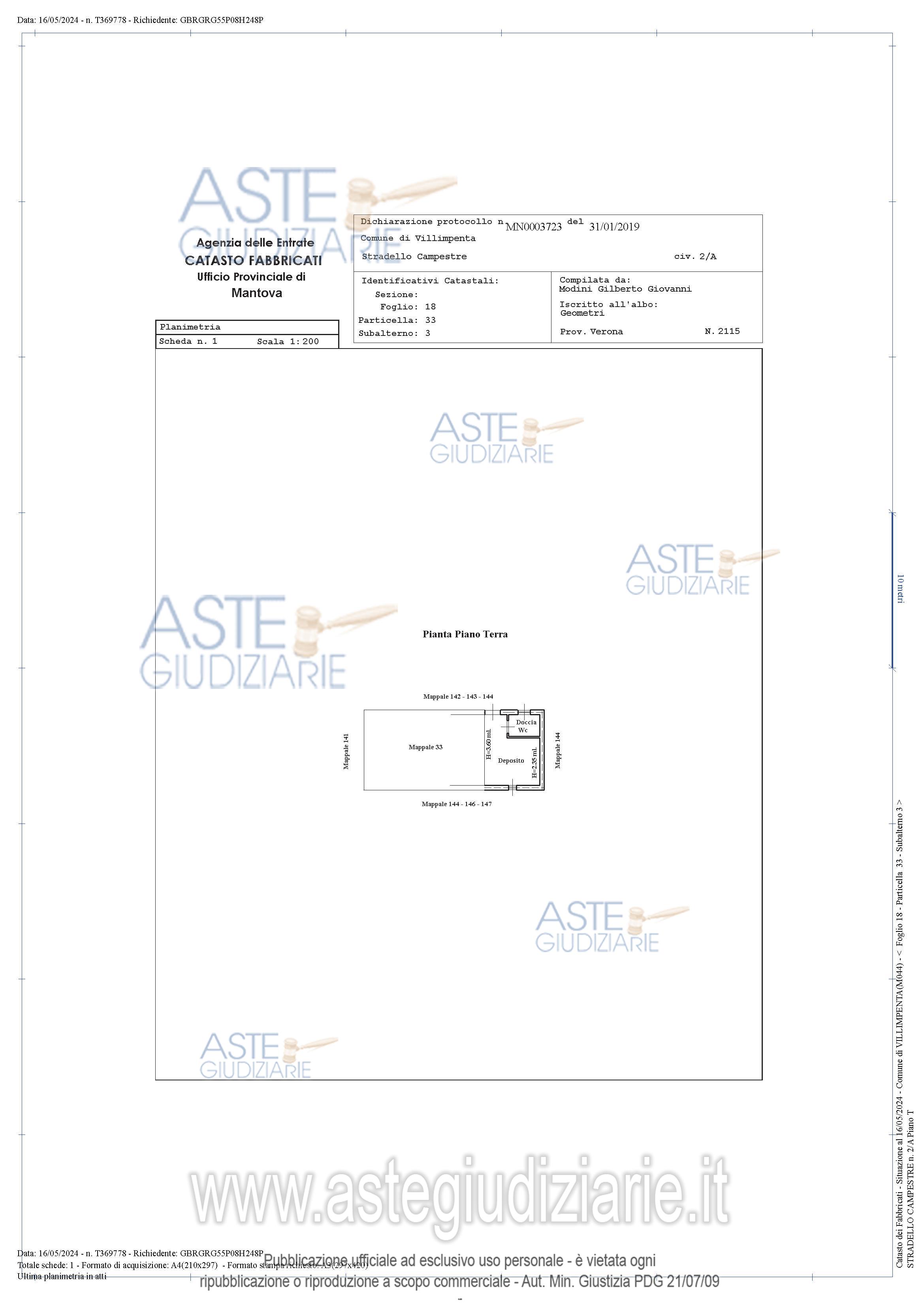 Planimetria del bene