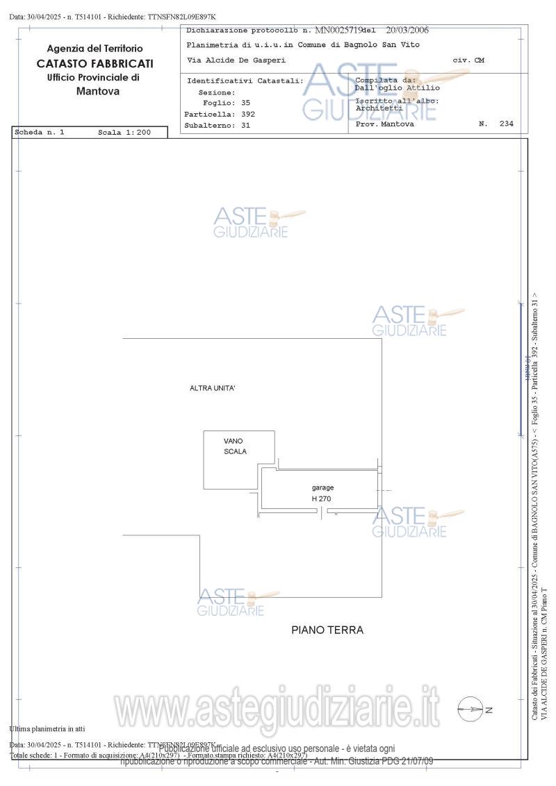 Planimetria del bene