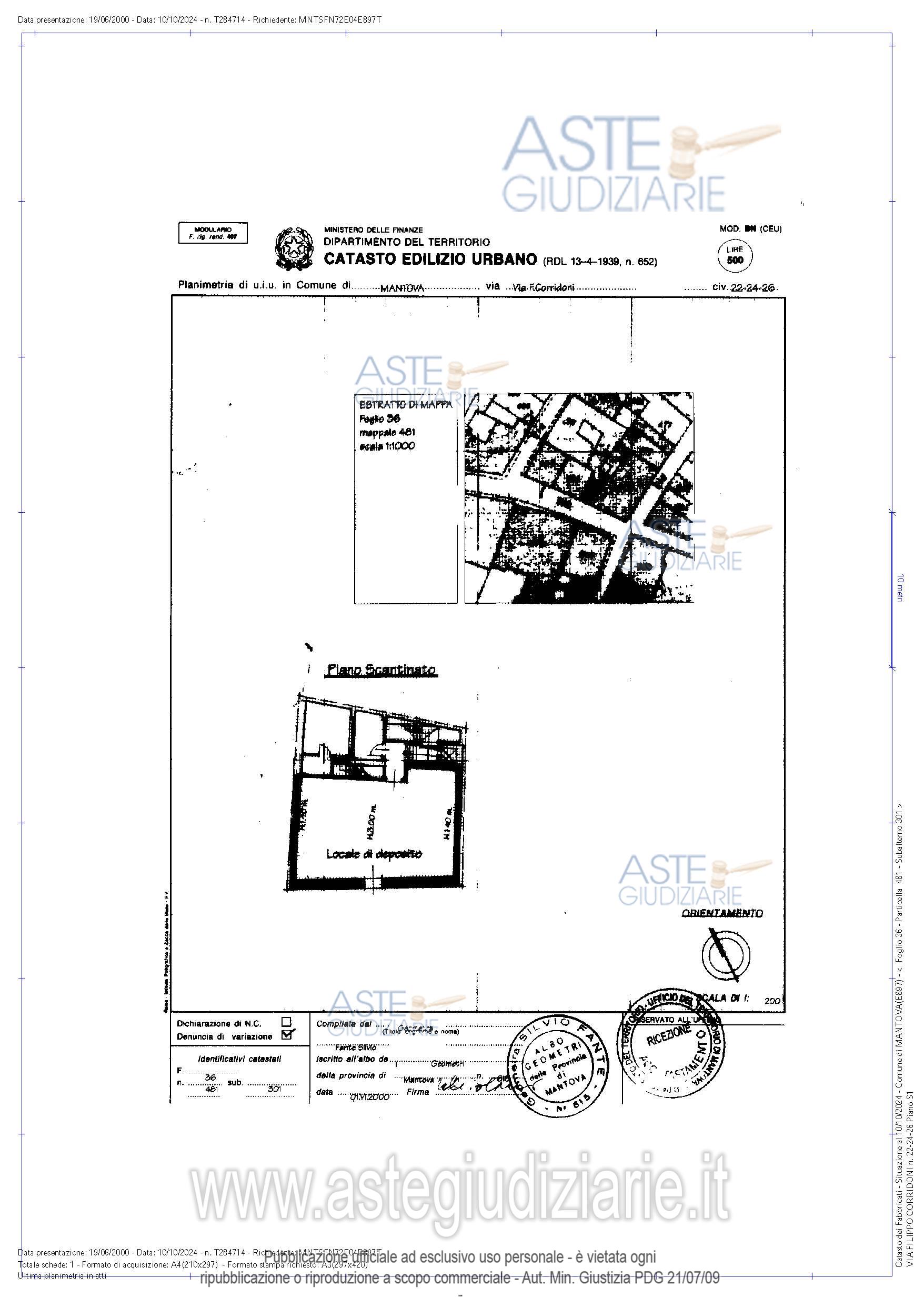 Planimetria del bene