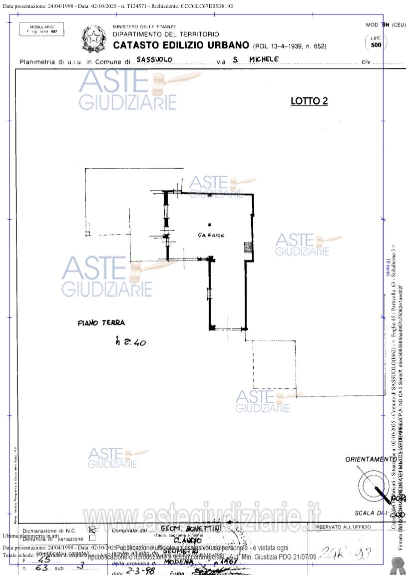 Planimetria del bene