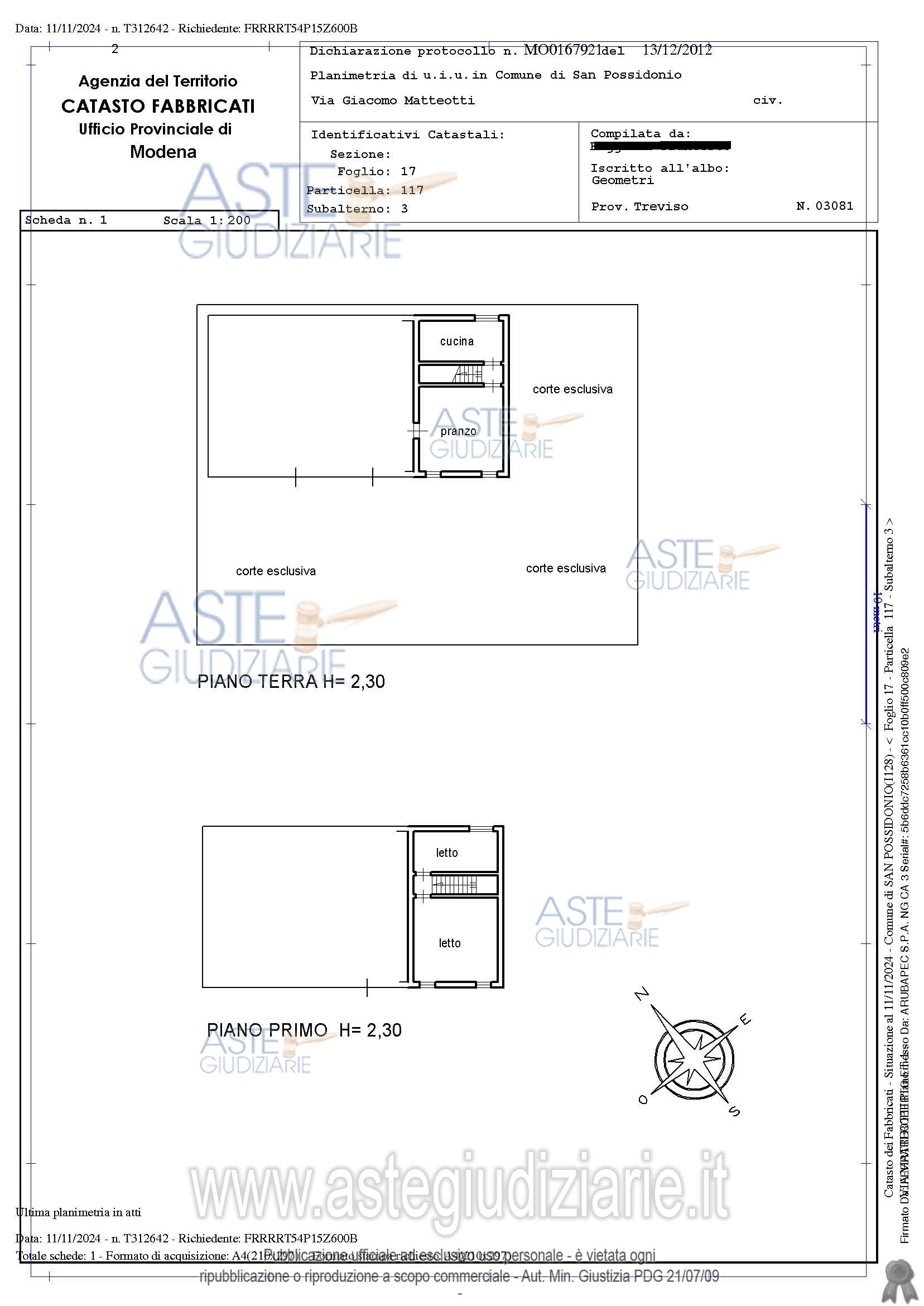 Planimetria del bene
