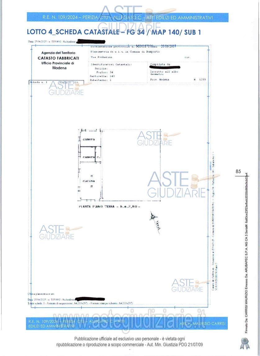 Planimetria del bene