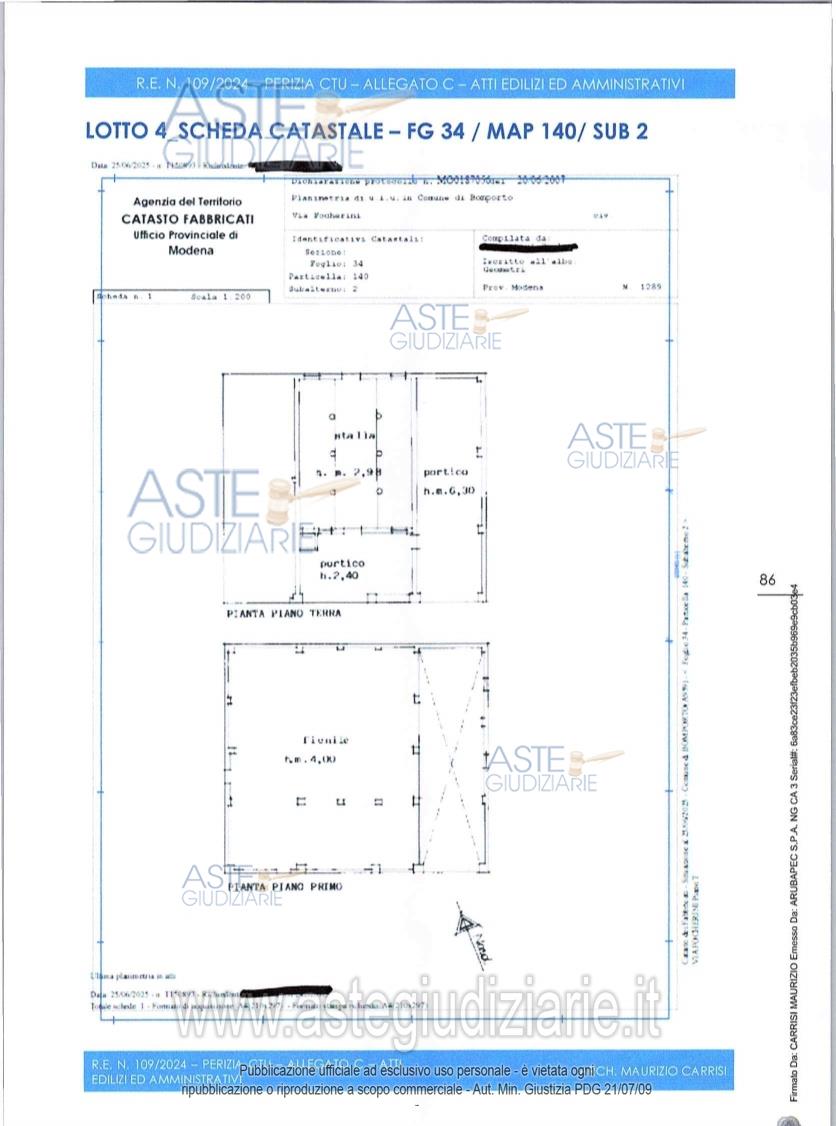 Planimetria del bene