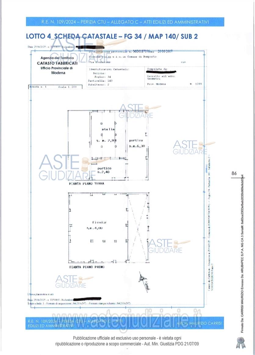 Planimetria del bene