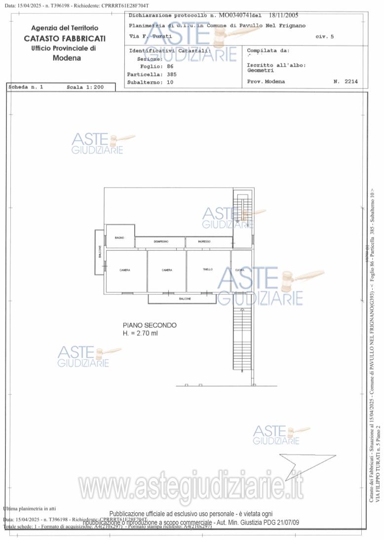 Planimetria del bene